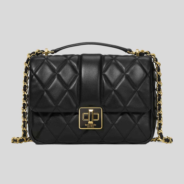 KATE SPADE Carey Quilted Small Flap Crossbody Bag Black RS-KM708