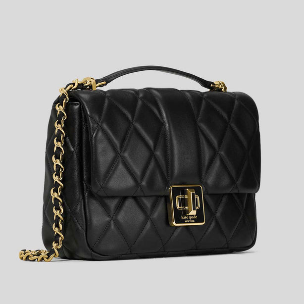 KATE SPADE Carey Quilted Small Flap Crossbody Bag Black RS-KM708