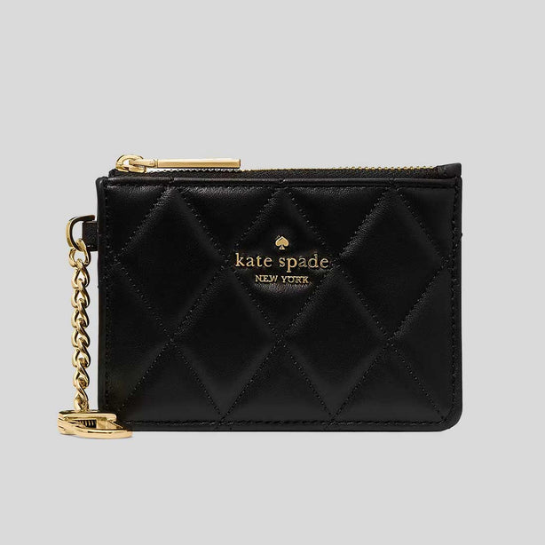 KATE SPADE Quilted Key Ring Card Holder Black RS-KN772
