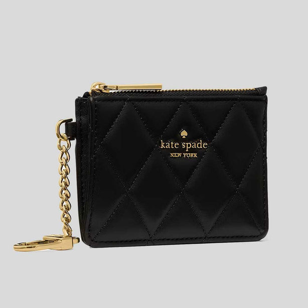 KATE SPADE Quilted Key Ring Card Holder Black RS-KN772