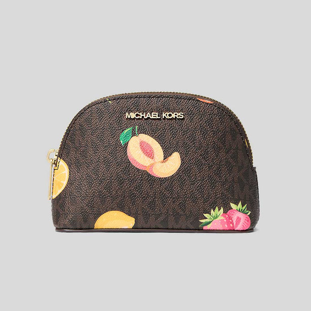 MICHAEL KORS Jet Set Travel Medium Printed Signature Logo Travel Kit Pouch Brown RS-35S6GTVT2V
