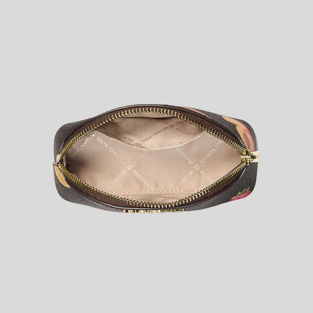MICHAEL KORS Jet Set Travel Medium Printed Signature Logo Travel Kit Pouch Brown RS-35S6GTVT2V