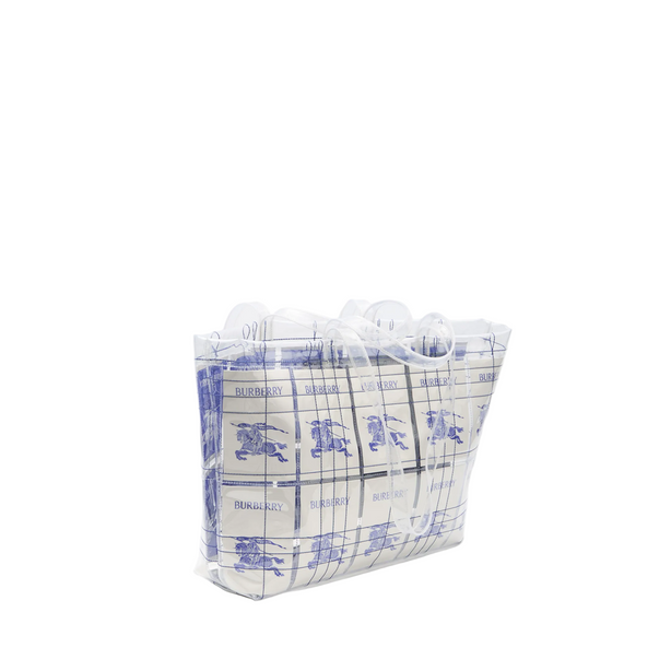 One Size Polyurethane Tote - Chalk White / Electric Blue