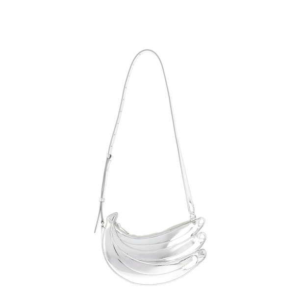 Banana Bag Leather Shoulder Bag - Silver