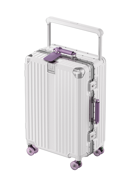 SIGNICIA Luggage White - Wisteria Purple Wheels and Handles