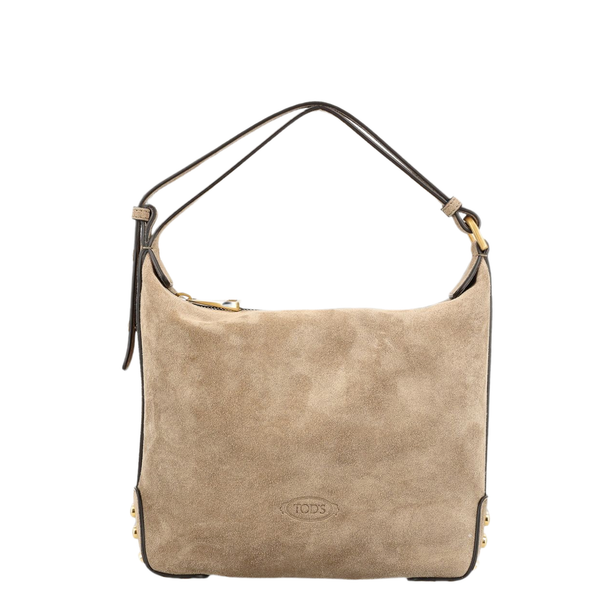 Metal Dots Mini Calf Leather Shoulder Bag - Beige