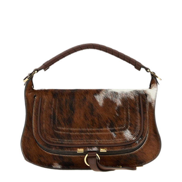 Printed Calf Hair Marcie Handbag