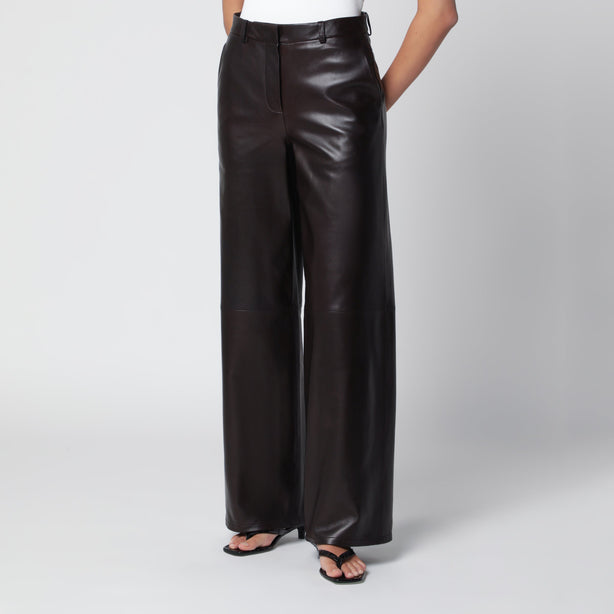 Coda Wide Leg Brown Leather Trousers