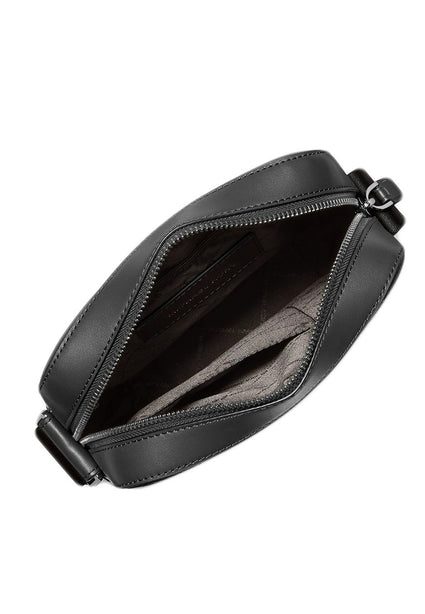 Michael Kors Mens Cooper Logo Embossed Pebbled Leather Messenger Bag - Black