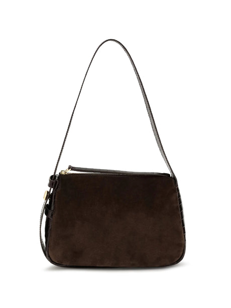 Tory Burch Small Romy suede Shoulder Bag - Dark Cocoa
