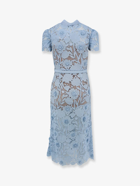 Self-Portrait Lace dress with belt - Blue