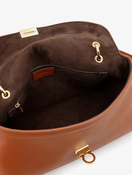 Ferragamo Leather shoulder bag with Gancini detail - Newcognac