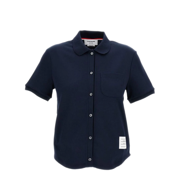 Ss Round Collar Rib Cuff Button Down Shirt In Cotton Milano