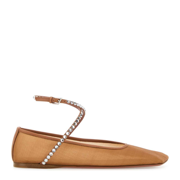 Ane Mesh Flat Beige White Crystals