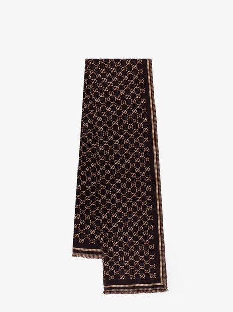 Gucci GG wool jacquard scarf - Coffeebeige