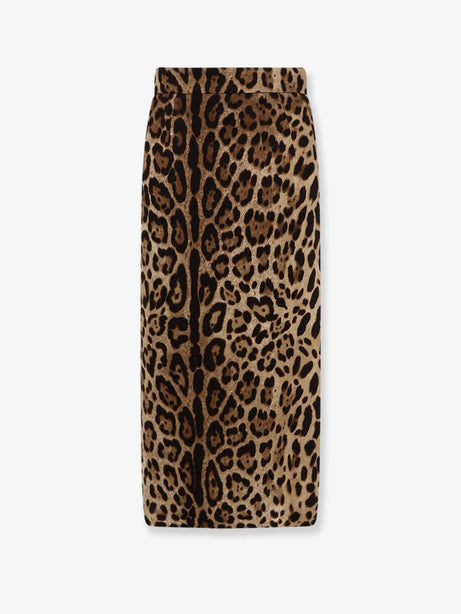 Dolce & Gabbana Stretch viscose longuette skirt with animal print - Leonew