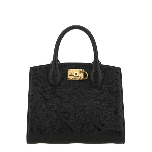 Studio Box Calf Leather Handbag - Nero/Bonbon