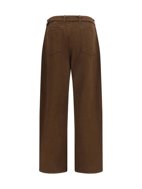 Lemaire Heavy dyed twill Belted Pants - Ristretto