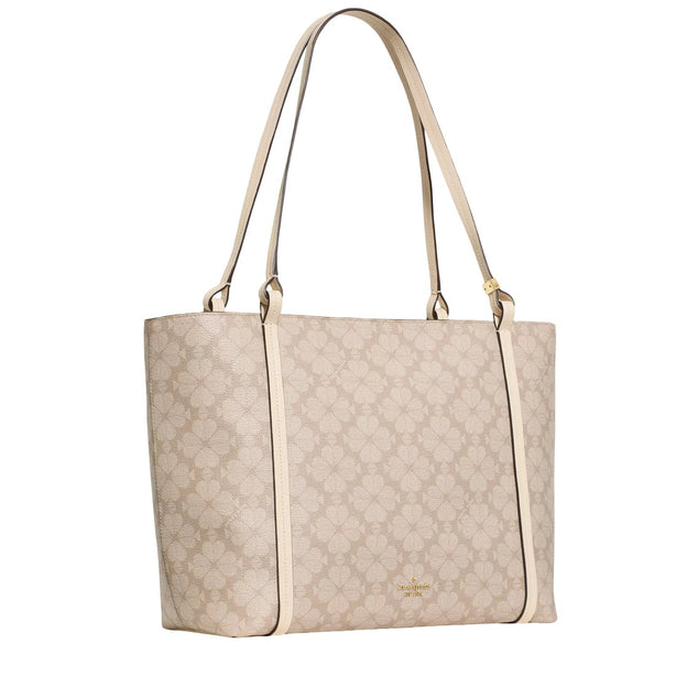 Kate Spade Marlowe Spade Flower Coated Canvas Tote Bag - Dark Beige Moon Dust KP265