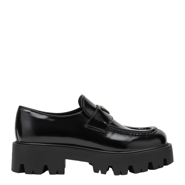 Prada Black Brushed Leather Loafers