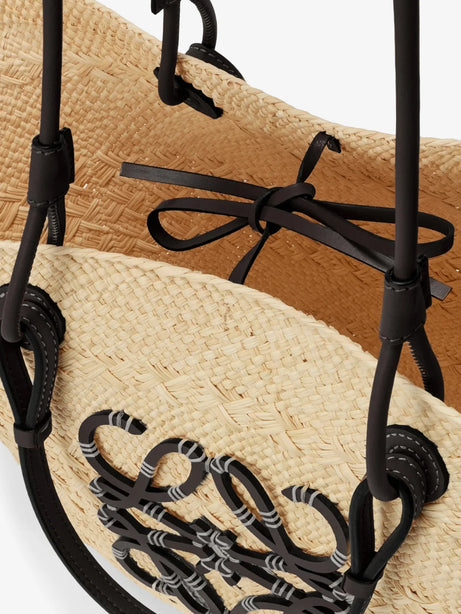 Loewe Paula's Ibiza Anagram leather and iraca palm shoulder bag - Naturalblack
