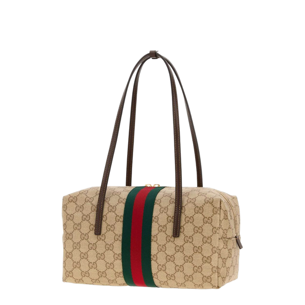 Melrose Medium Coated GG Canvas Top Handle Bag - Beige