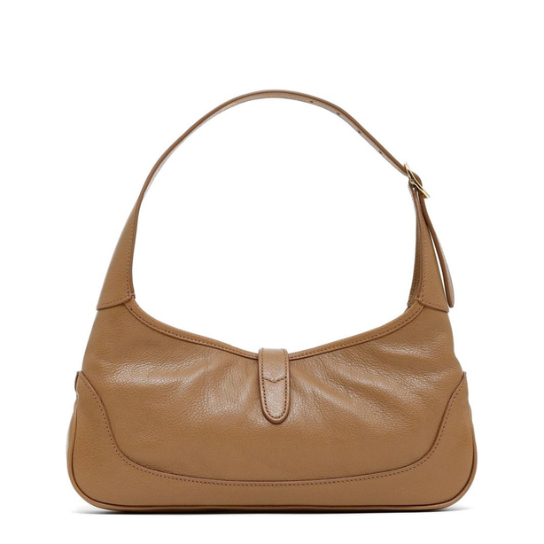 Jackie Slim Medium Soft Grain Leather Shoulder Bag - Dark Beige