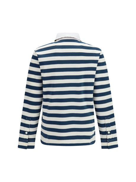 Burberry Striped long-sleeve cotton Polo - Nickel Blue/Cotton W