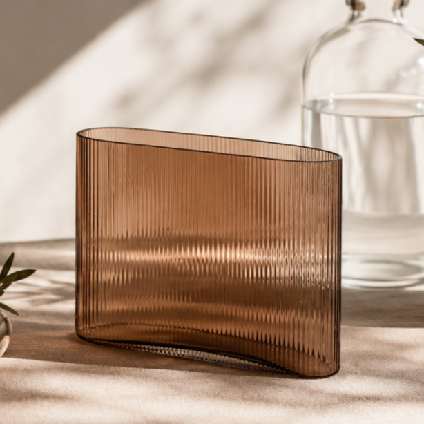 NUDE Mist Vase Wide Caramel