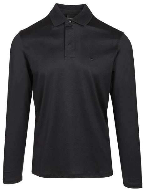 Emporio Armani Long Sleeve Polo Shirt - Blue