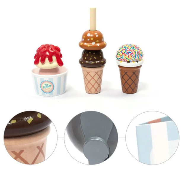 StitchesandTweed Wooden Ice Cream Play Toy Set