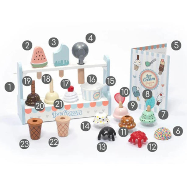 StitchesandTweed Wooden Ice Cream Play Toy Set