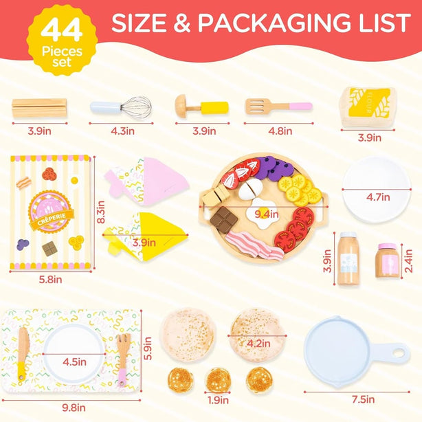 StitchesandTweed Pancake Pretend Play Toy Set