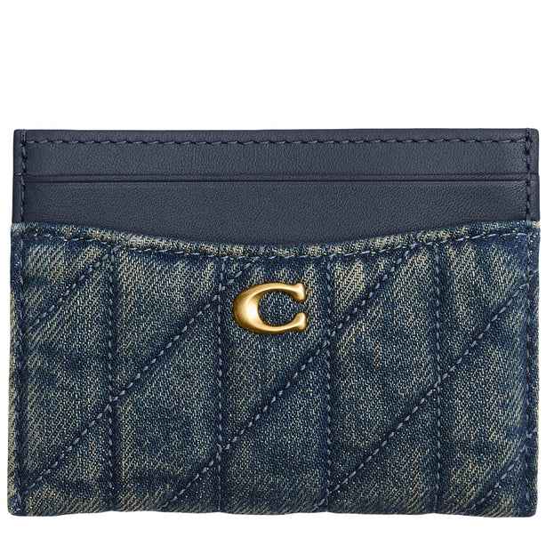 Coach Essential Card Case In Regenerative Cotton Denim With Quilting - Dark Indigo CCZ06