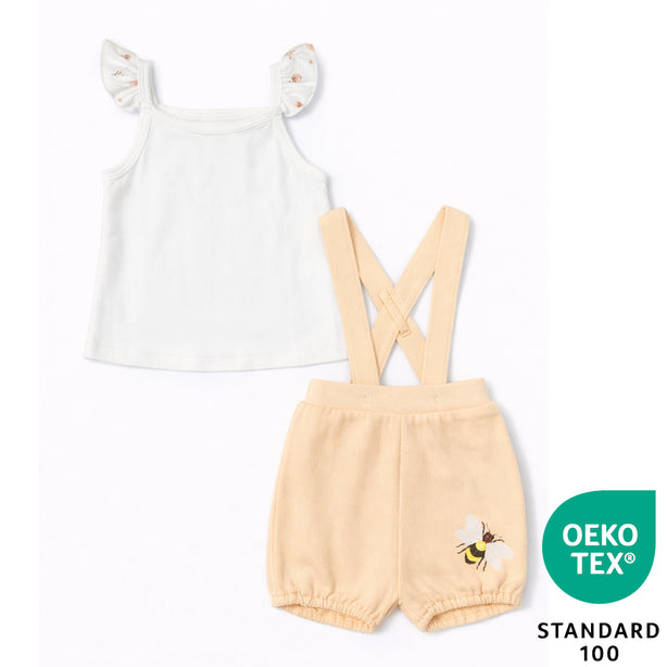 Teeny Tiny 2 Piece Set For Girl - White + Orange