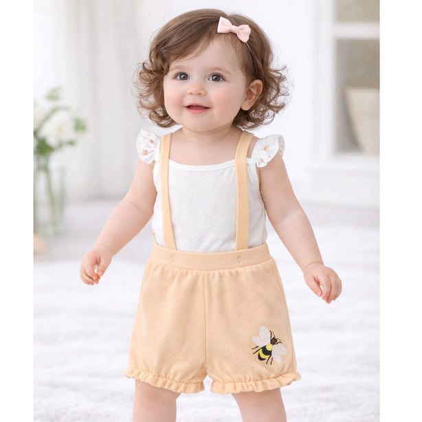Teeny Tiny 2 Piece Set For Girl - White + Orange