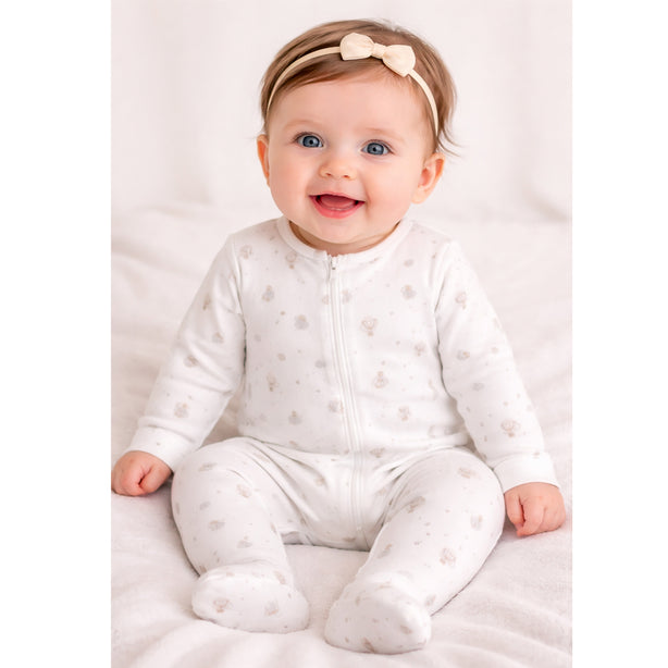 Teeny Tiny Soft and Cosy Sleepsuit – Cream White (Unisex)