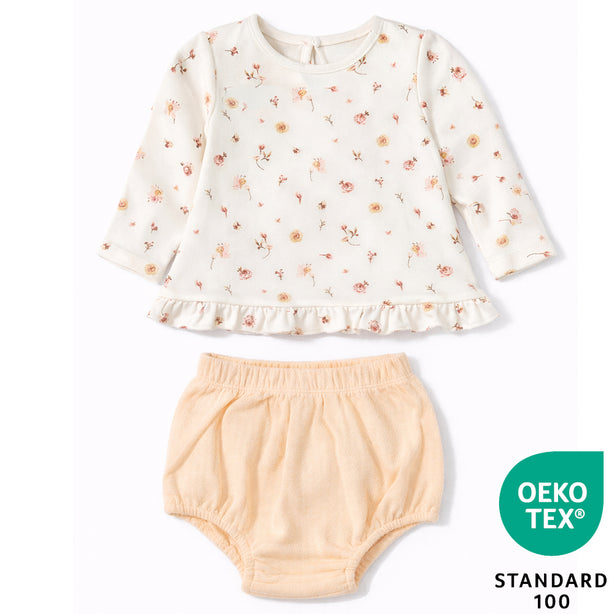 Teeny Tiny 2 Piece Set For Girl - White + Orange