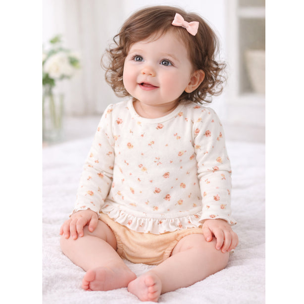 Teeny Tiny 2 Piece Set For Girl - White + Orange