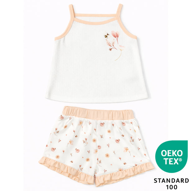 Teeny Tiny 2 Piece Set For Girl - White + Orange