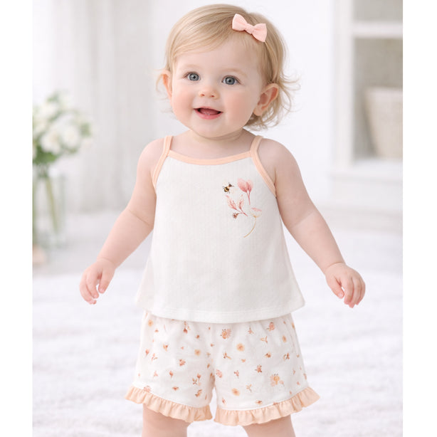 Teeny Tiny 2 Piece Set For Girl - White + Orange