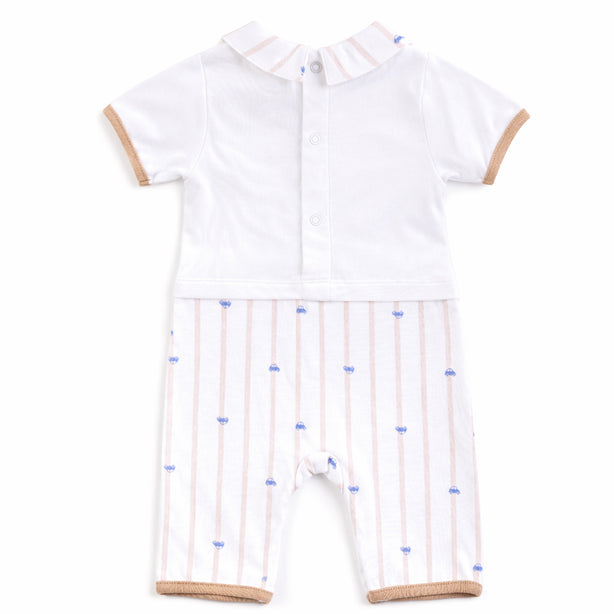 Teeny Tiny Sleepsuit For Boy - White (Car Design)