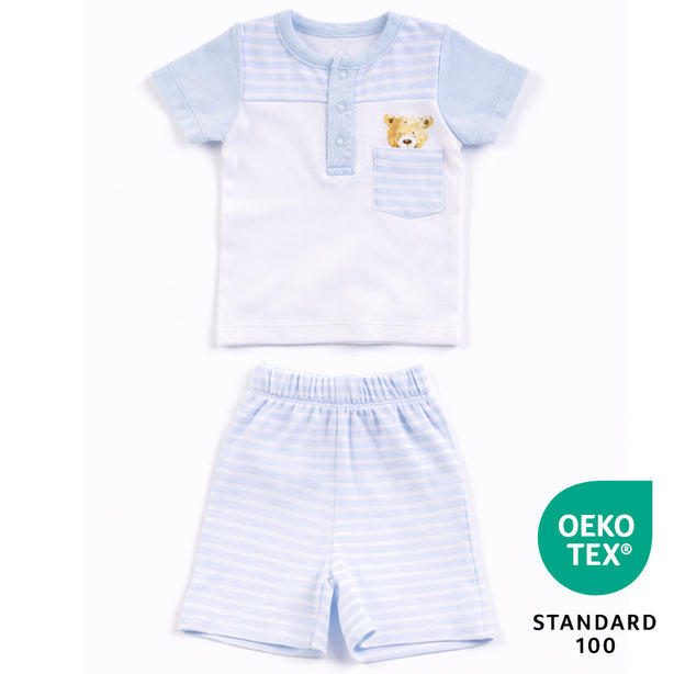 Teeny Tiny 2 Piece Set - Blue (Bear Stripe)