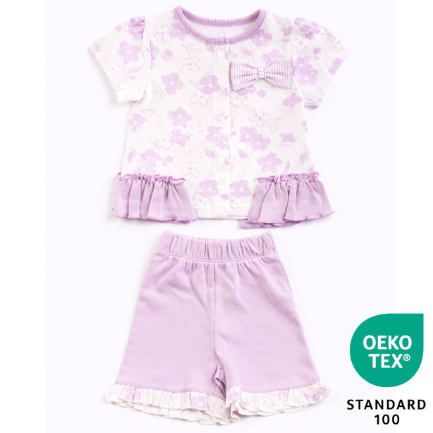 Teeny Tiny 2 Piece Set For Girl - Purple (Flower Design)