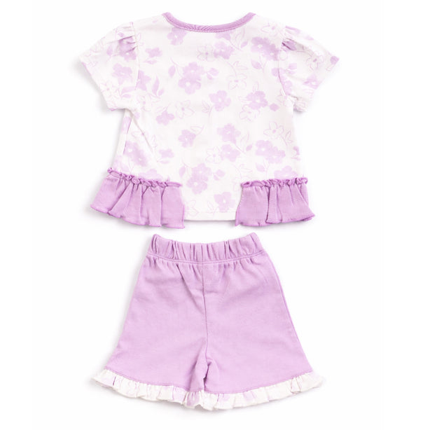 Teeny Tiny 2 Piece Set For Girl - Purple (Flower Design)