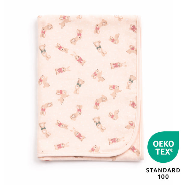 Teeny Tiny Baby Blanket - Pink Orange (Rabbit Design)
