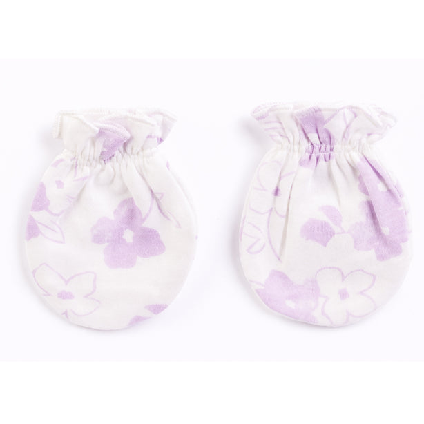 Teeny Tiny 3 Pieces Baby Essential Set - Purple (Flower Design)