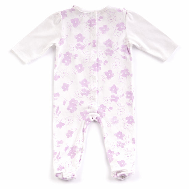 Teeny Tiny Soft and Cozy Sleepsuit For Girl - Purple (Flower Design)
