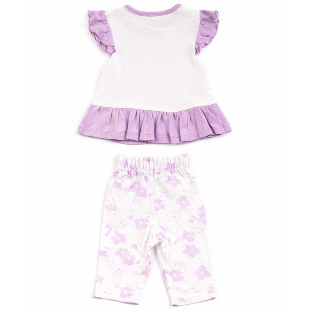 Teeny Tiny 2 Piece Set For Girl - Purple (Flower Design)