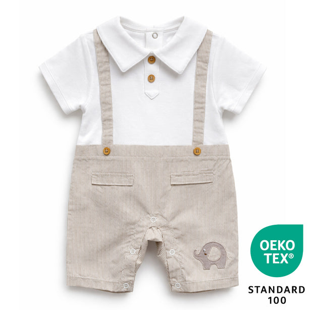 Teeny Tiny Romper For Boy - Grey Brown (Elephant Design)